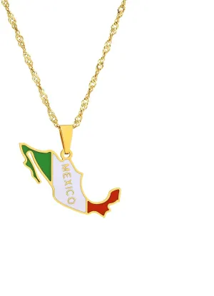 Nation Necklace National Map Pendant Necklaces Mexican Jewelry Stainless Steel For Men Women