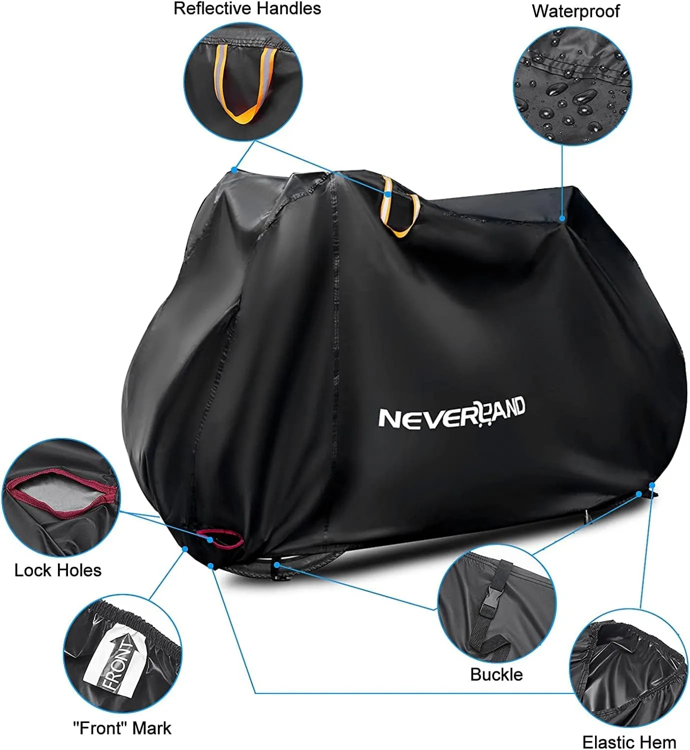 NEVERLAND Bike Cover Outdoor Waterproof Bicycle Covers Storage for 2 or 3 Bikes with Lock Hole Sun Rain Wind Dust Proof for Mountain Road Exercise Electric Hybrid Cruiser Bike