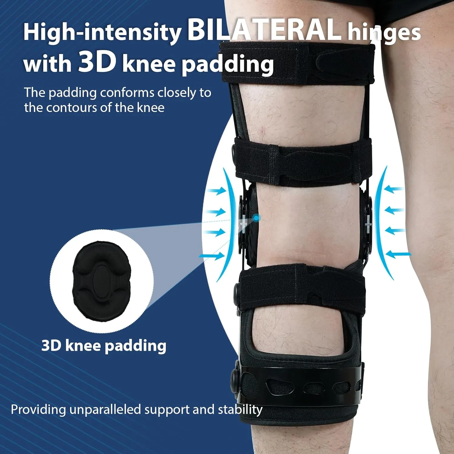 Nvorliy Orthopedic Knee Brace, Hinged ROM Knee Orthosis for ACL/MCL/PCL/Ligament Injuries, Arthritis(OA), Meniscus, Osteoarthritis - Fit Men & Women (Right, Large)