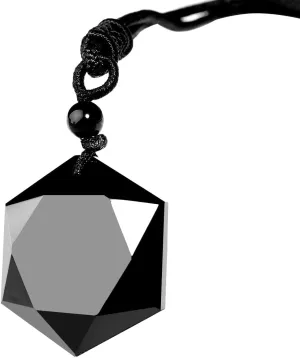Obsidian,Black Obsidian Necklace Men Hexagram Natural Stone Crystal Pendant for Women Protection Hexagram Necklace