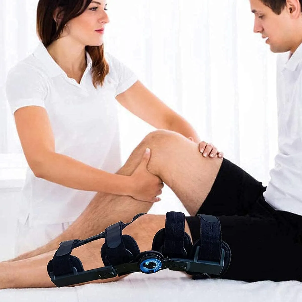 Orthomen Post Op Knee Brace, Hinged ROM Knee Brace for Recovery Stabilization, ACL, MCL and PCL Injury, Adjustable Medical Orthopedic Support Stabilize for Men and Women