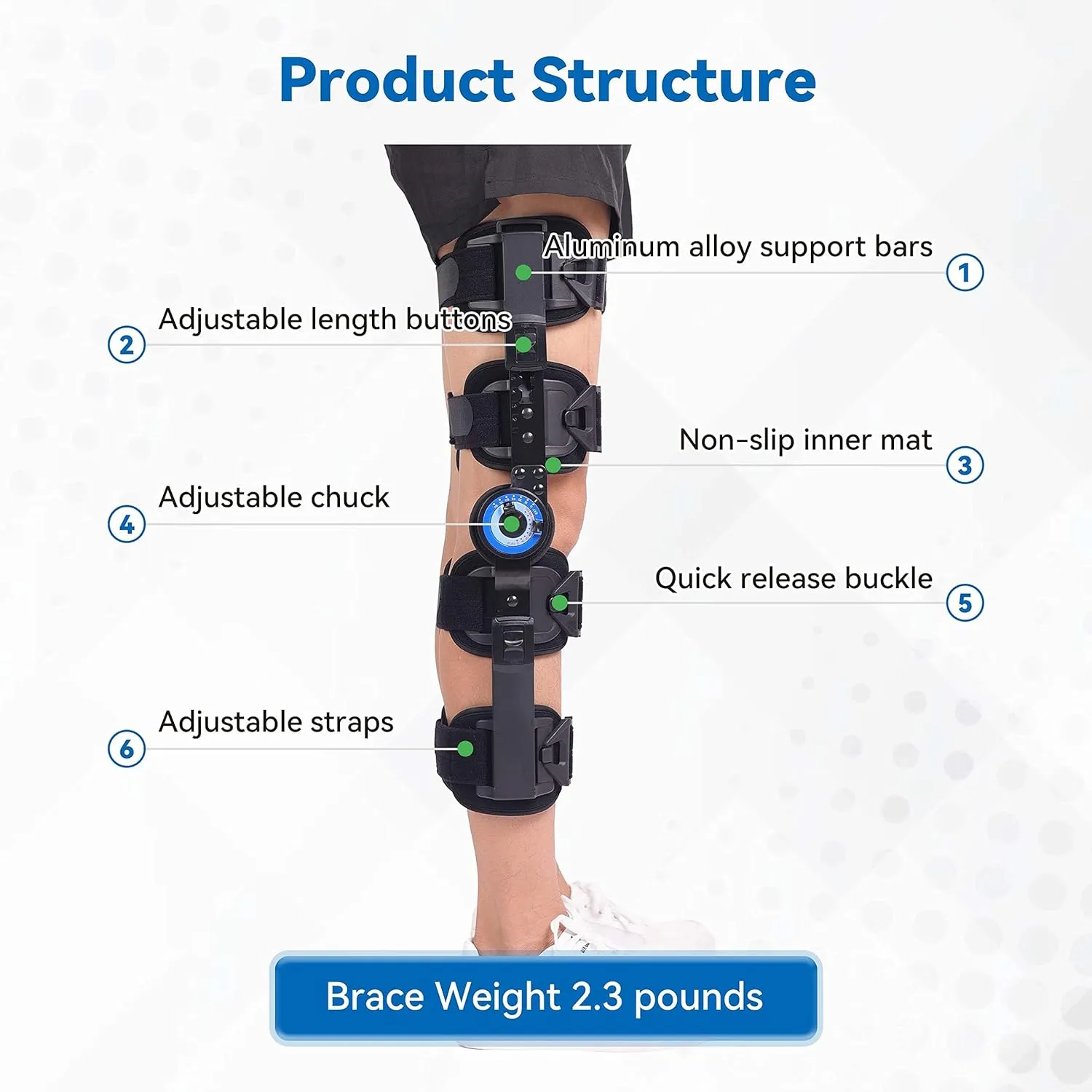 Orthomen Post Op Knee Brace, Hinged ROM Knee Brace for Recovery Stabilization, ACL, MCL and PCL Injury, Adjustable Medical Orthopedic Support Stabilize for Men and Women