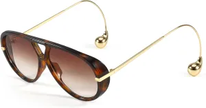 Oversized Aviator Sunglasses for Women With Earring Trendy Large Big Double Bridge 2025 Designer Ladies Shades