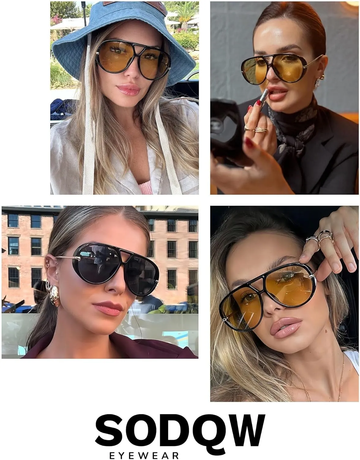 Oversized Aviator Sunglasses for Women With Earring Trendy Large Big Double Bridge 2025 Designer Ladies Shades