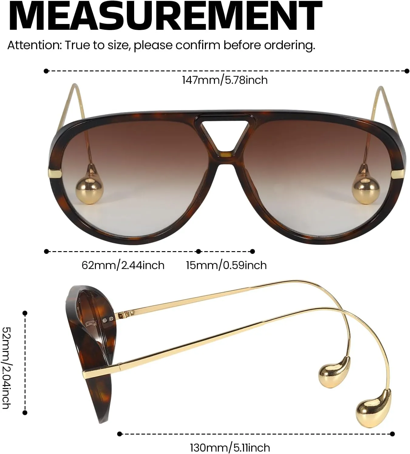 Oversized Aviator Sunglasses for Women With Earring Trendy Large Big Double Bridge 2025 Designer Ladies Shades