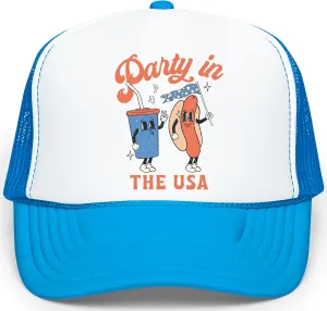 Party in The USA 4th of July Hot Dog Hat Classic 5 Panel Mesh Snap Back