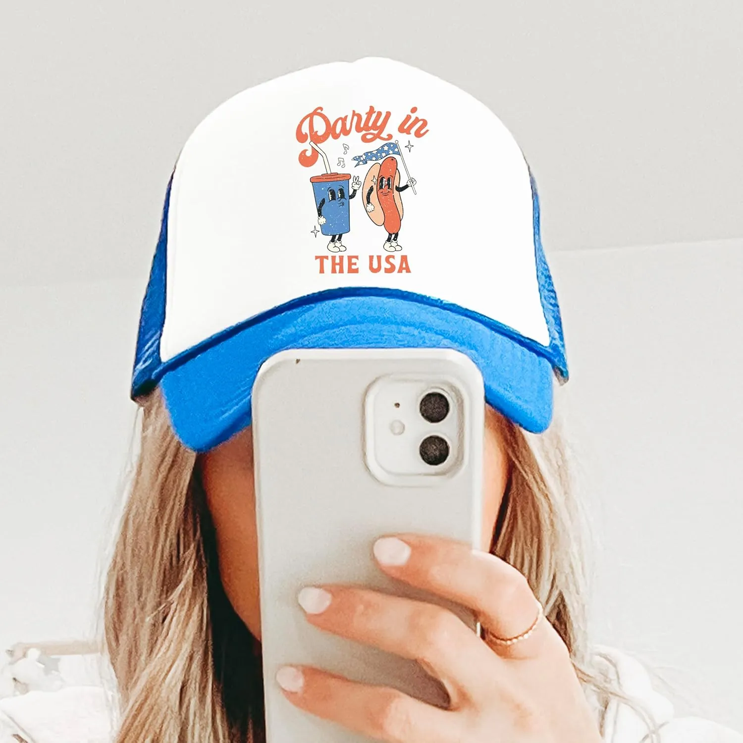 Party in The USA 4th of July Hot Dog Hat Classic 5 Panel Mesh Snap Back