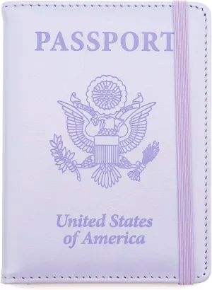Passport Holder for Travel, Leather Passport Holder RFID Blocking Passport Cover Wallet Passport Case with Pen Holder Passport Holders for Travel Women Men Family Travels Must Haves Essentials,Purple