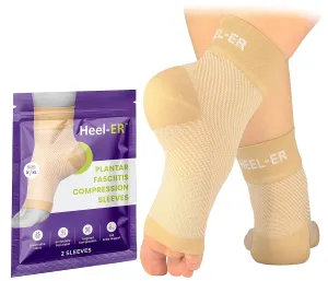 Plantar Fasciitis Compression Foot Sleeves - Socks with Arch & Ankle Support - Brace for Heel Pain Relief, Spur, Sore Feet for Men & Women (Beige, L/XL)