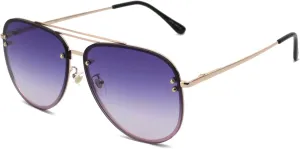 Premium Rimless Oversized Aviator Sunglasses for Women, Polarized PC Lens UV Protection Women’s Shade VF2203