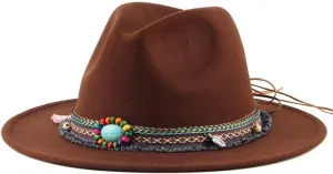 PTEXTU Autumn and Winter Retro Woolen Hat Women's National Wind Jazz Woolen Hat Felt Hat PTEXTU Autumn and Winter Retro Woolen Hat Women's National Wind Jazz Woolen Hat Felt Hat