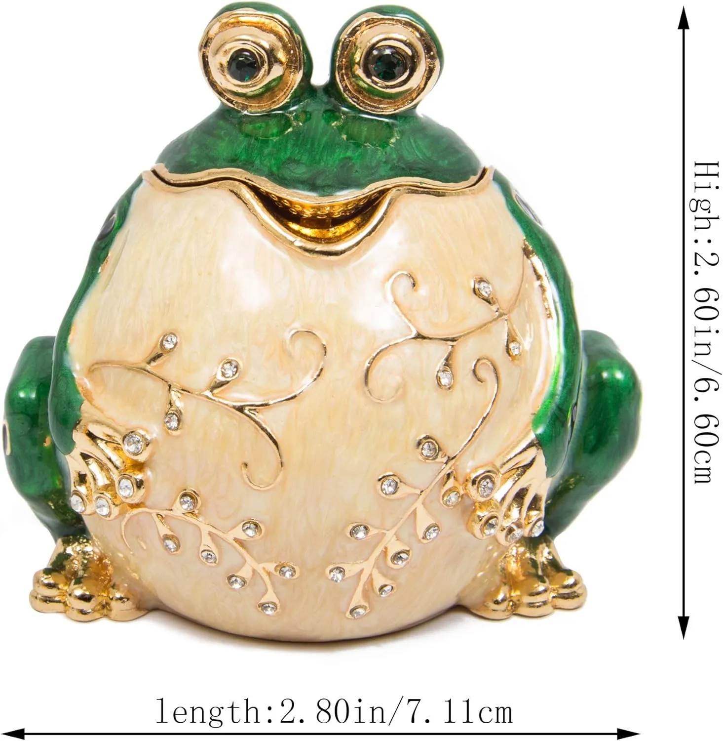 QIFU Hand Painted Enameled Frog Style Decorative Hinged Jewelry Trinket Box Unique Gift for Family