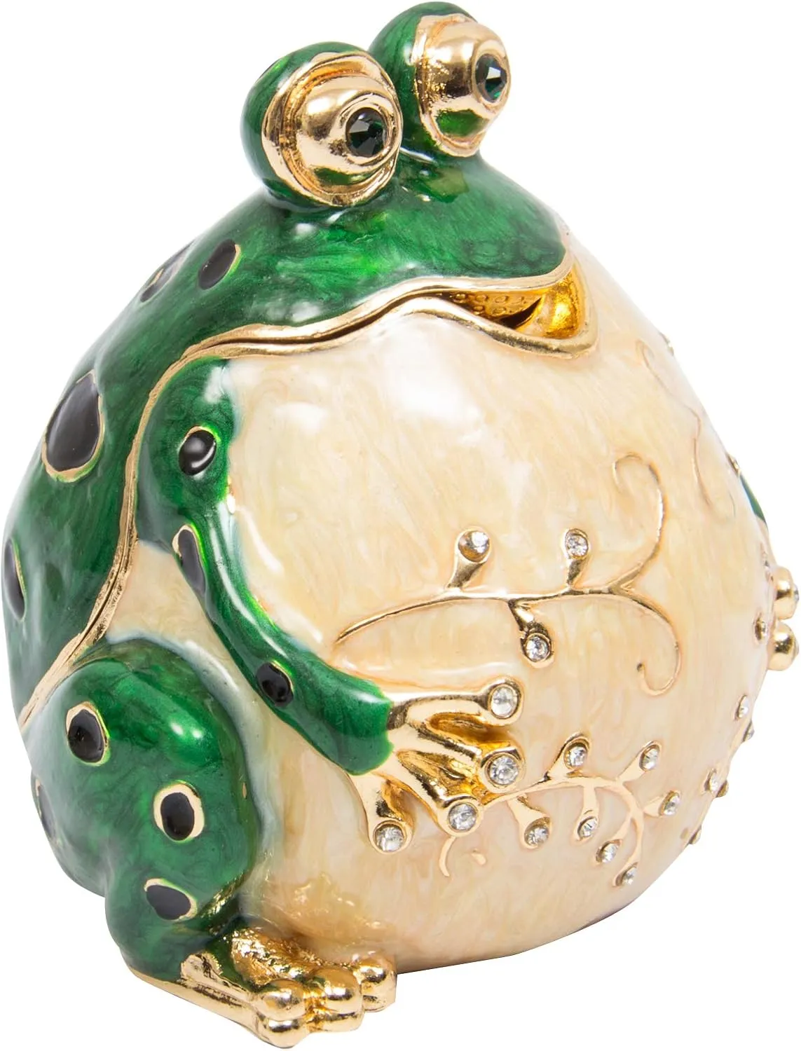 QIFU Hand Painted Enameled Frog Style Decorative Hinged Jewelry Trinket Box Unique Gift for Family