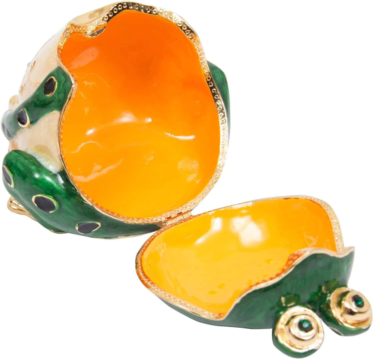 QIFU Hand Painted Enameled Frog Style Decorative Hinged Jewelry Trinket Box Unique Gift for Family