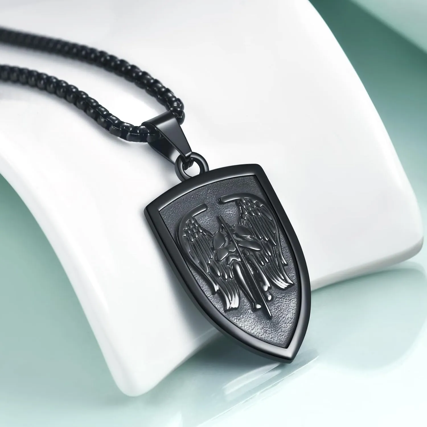 Rnivida Archangel St. Michael Medal Pendant Necklace, Stainless Steel Christian Jewelry for Men Women