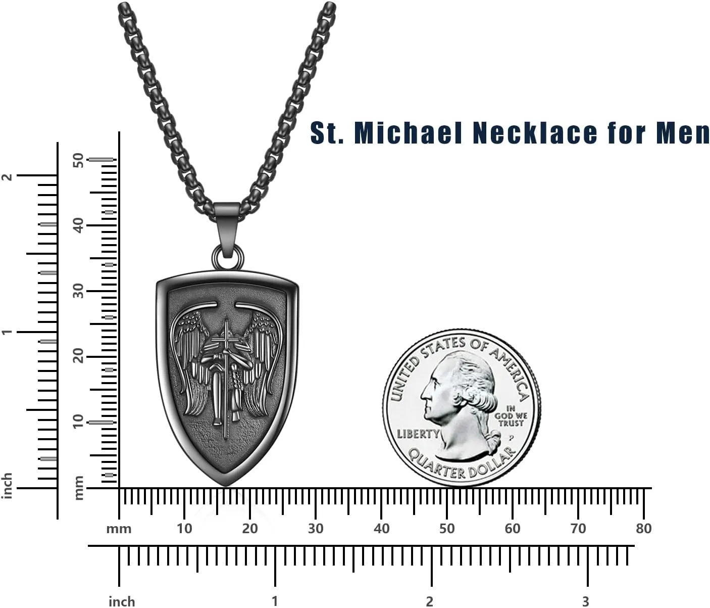 Rnivida Archangel St. Michael Medal Pendant Necklace, Stainless Steel Christian Jewelry for Men Women