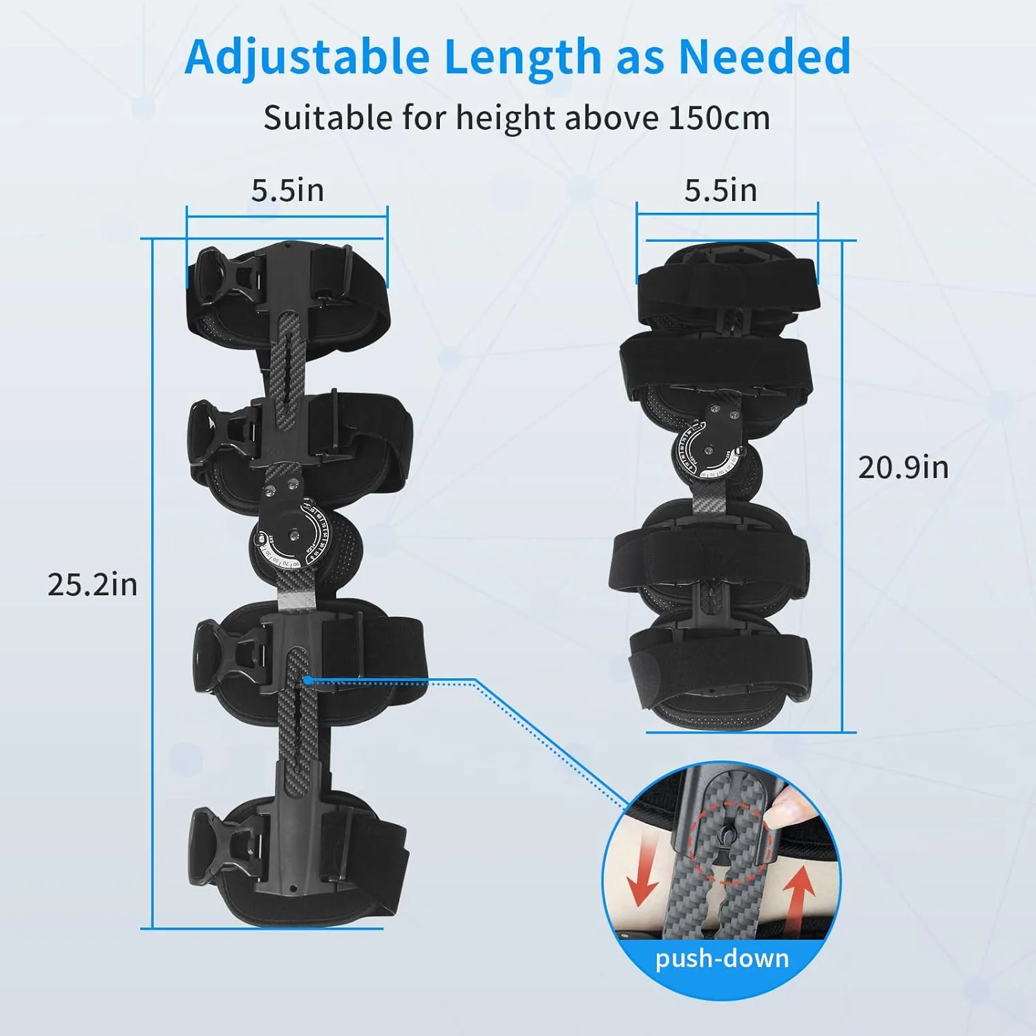 ROM Knee Brace with Shoulder Strap - Hinged Post OP Knee Brace Immobilizer Leg Braces Orthopedic Patella Knee Support Orthosis for ACL, PCL, MCL Injury, Meniscus Tear, Adjustable for Left and Right Leg