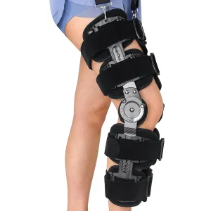 ROM Knee Brace with Shoulder Strap - Hinged Post OP Knee Brace Immobilizer Leg Braces Orthopedic Patella Knee Support Orthosis for ACL, PCL, MCL Injury, Meniscus Tear, Adjustable for Left and Right Leg