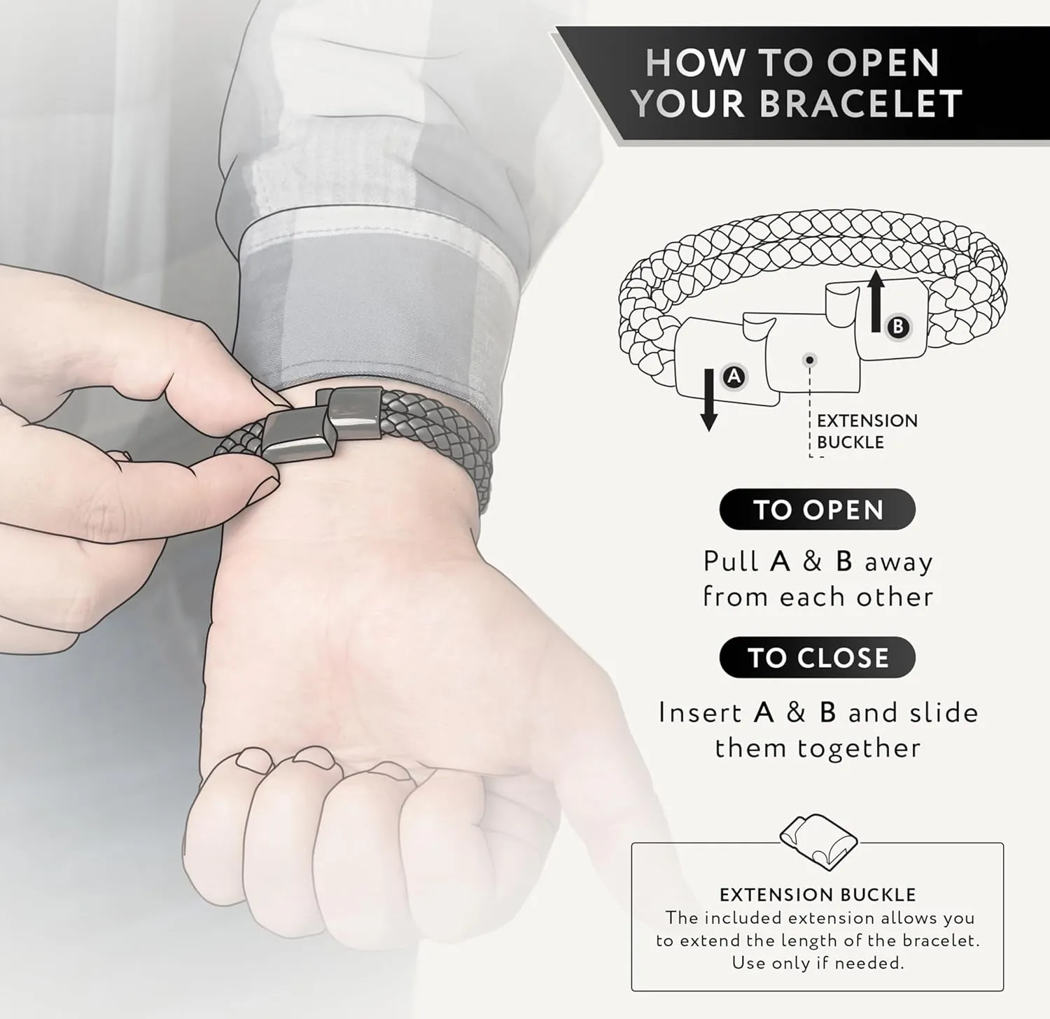 RTZN Black Leather Bracelet for Men  Premium Artisan Handcrafted Double Strand Black Braided Leather Bracelet  (Medium)
