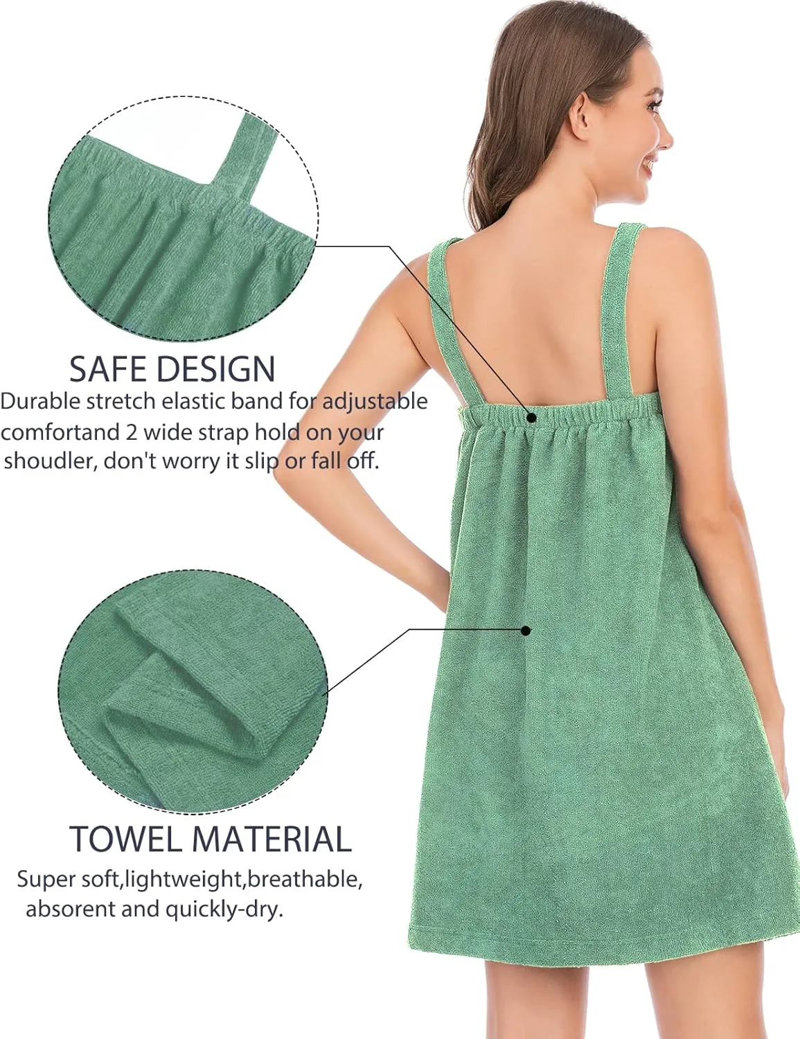 Rubehoow Robe Women's Towel Wrap Bathrobe with Adjustable Velcro Closure with Pockets & Facial Hairband