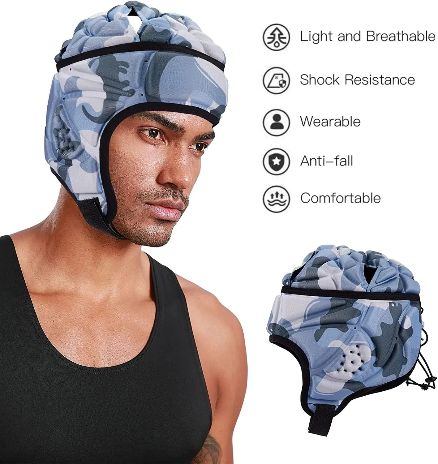 Rugby Helmet - Soft Padded Headgear 7v7 Flag Football Headguard Soccer Head Protection Protective Soft Helmet Football for Youth & Adult