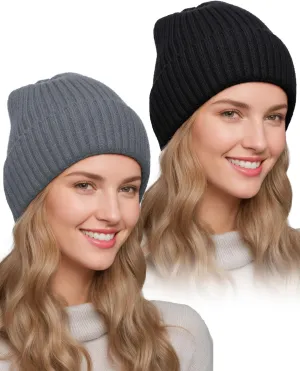 Satin Lined Beanie for Women Men, Womens Silk Lined Beanies, Wool Knit Cuffed Warm Winter Hats Skull Cap