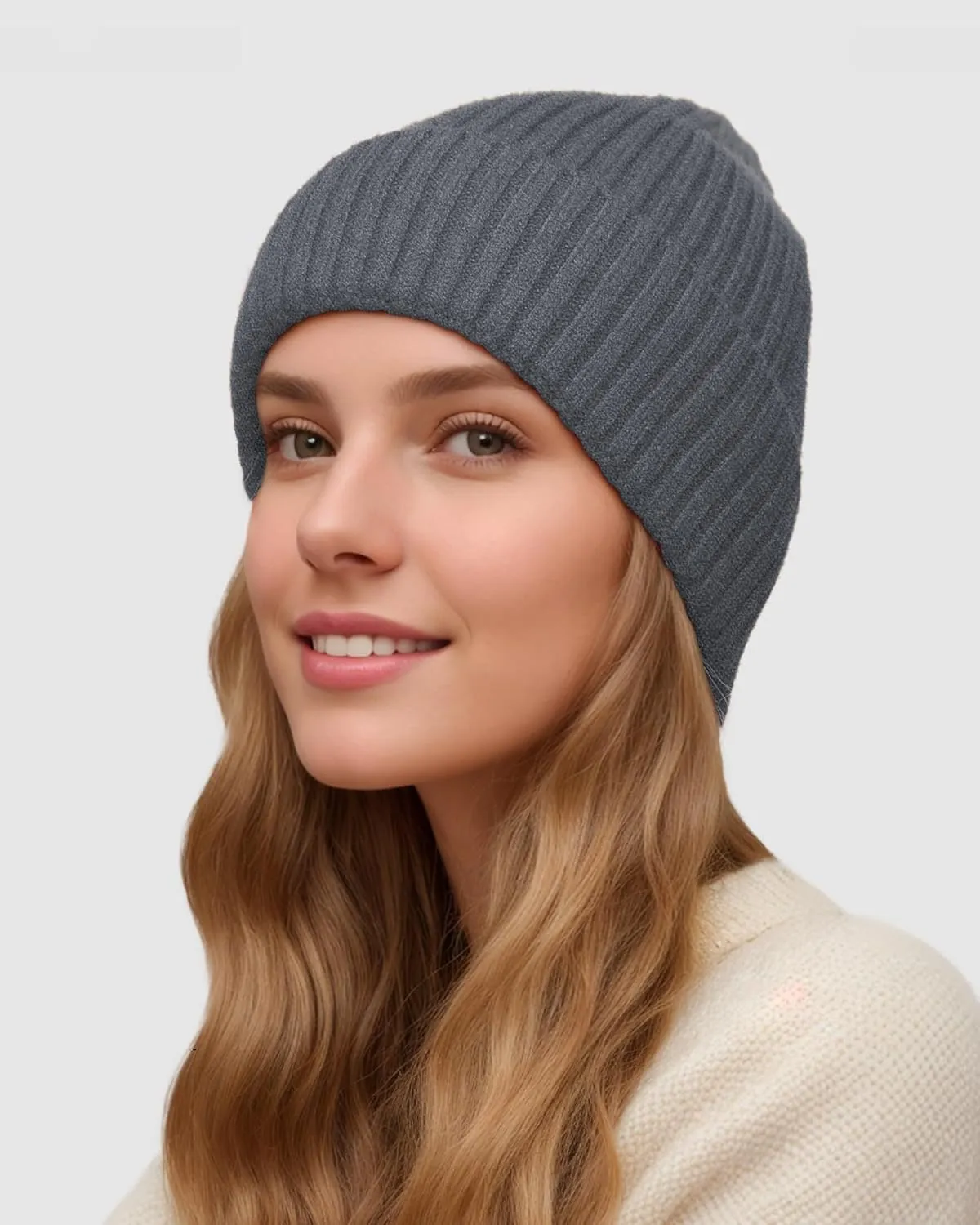 Satin Lined Beanie for Women Men, Womens Silk Lined Beanies, Wool Knit Cuffed Warm Winter Hats Skull Cap