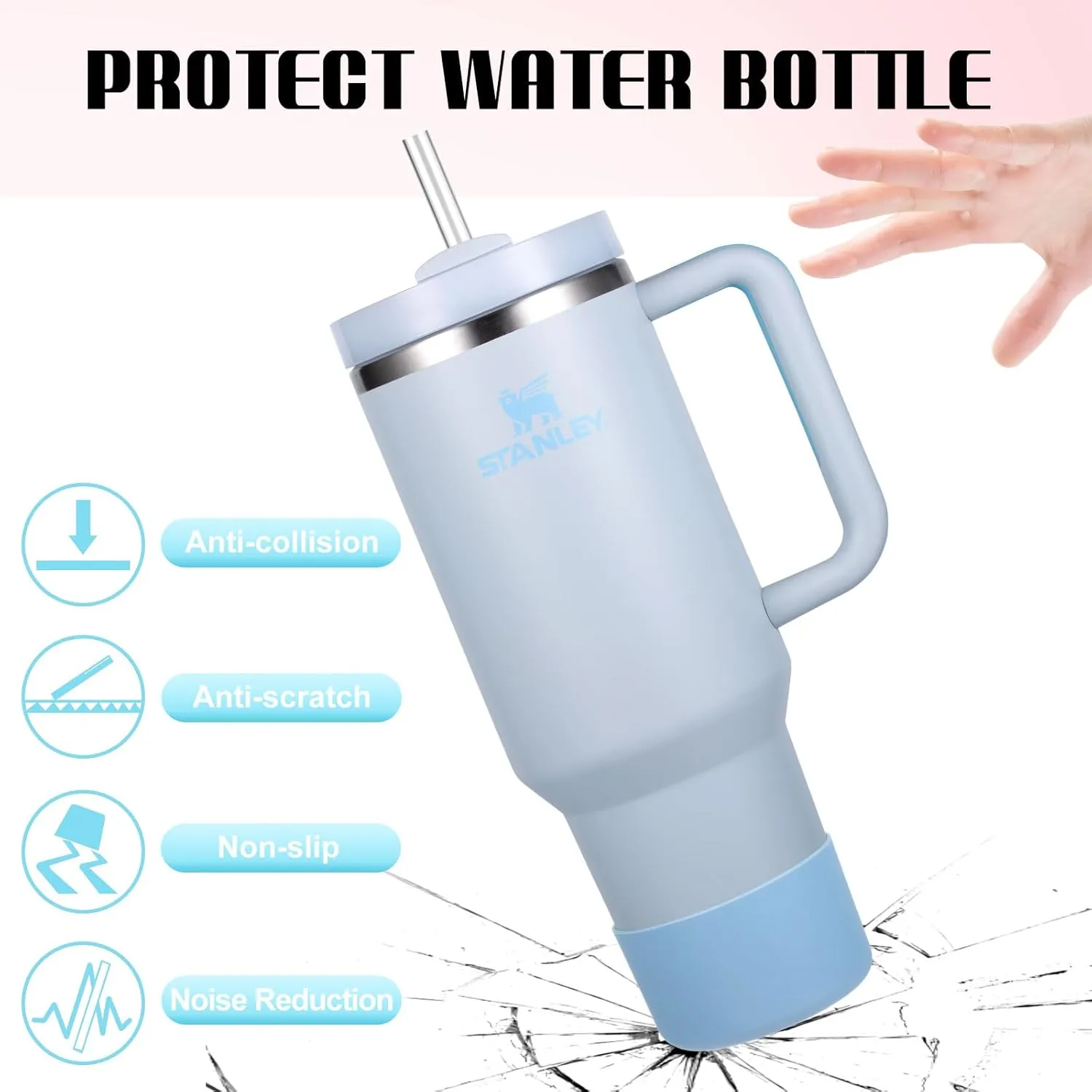 Silicone Boot for Hydro Flask 12-40 OZ Water Bottle, Boot for Stanley Cup 40 30 OZ, Bottom Boots for Hydroflask Sports Water Bottles, Silicone Bottom Cover Sleeve