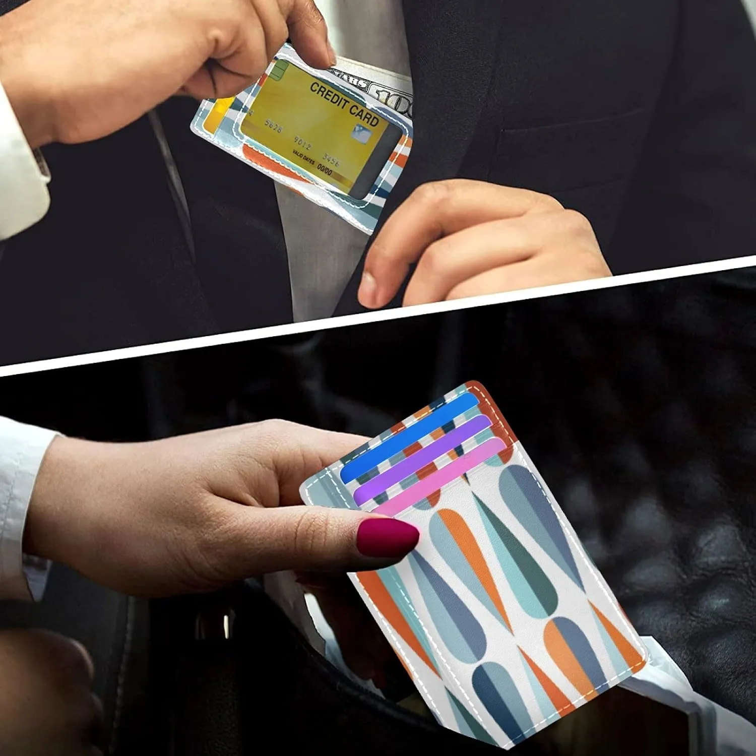 Slim Minimalist Wallet, Front Pocket RFID Blocking Leather Credit Card Holder