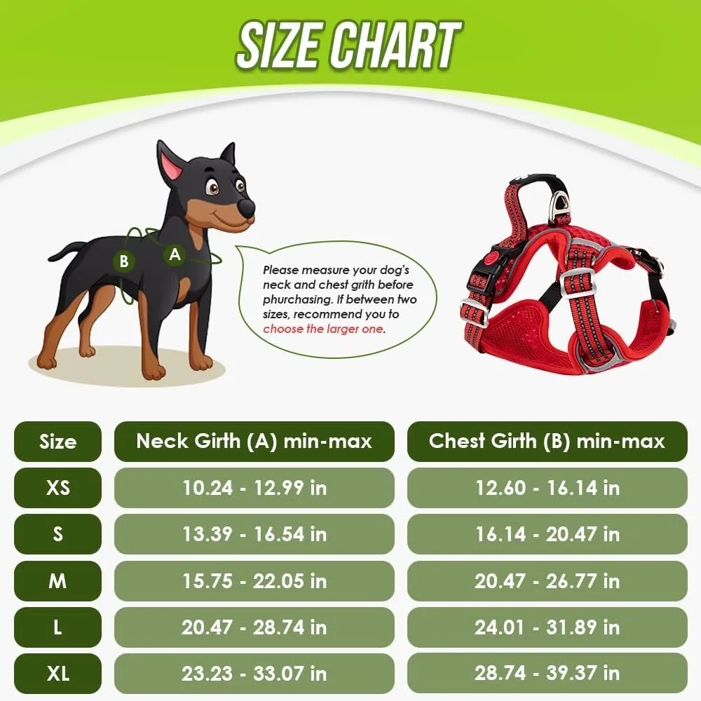 SlowTon Dog Harness for Small Medium Dogs No Pull, Breathable Vest with Padded Soft Mesh Durable for Cat Puppy, Adjustable Reflective Sports Harness with Handle Easy Control (Red,L)