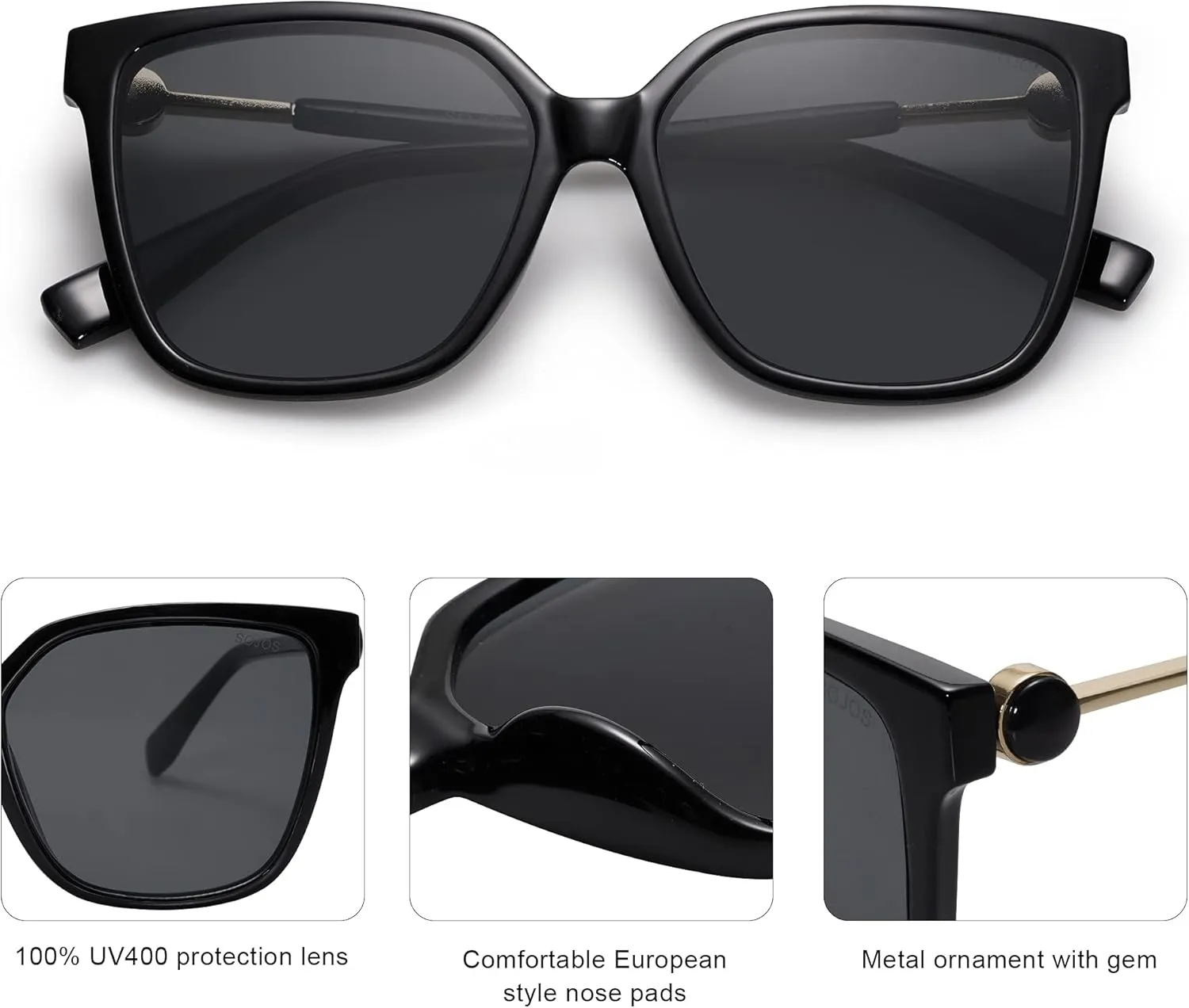 SOJOS Fashion Square Sunglasses for Women Trendy UV Protection Lens Womens Sunnies Sunglasses SJ2196