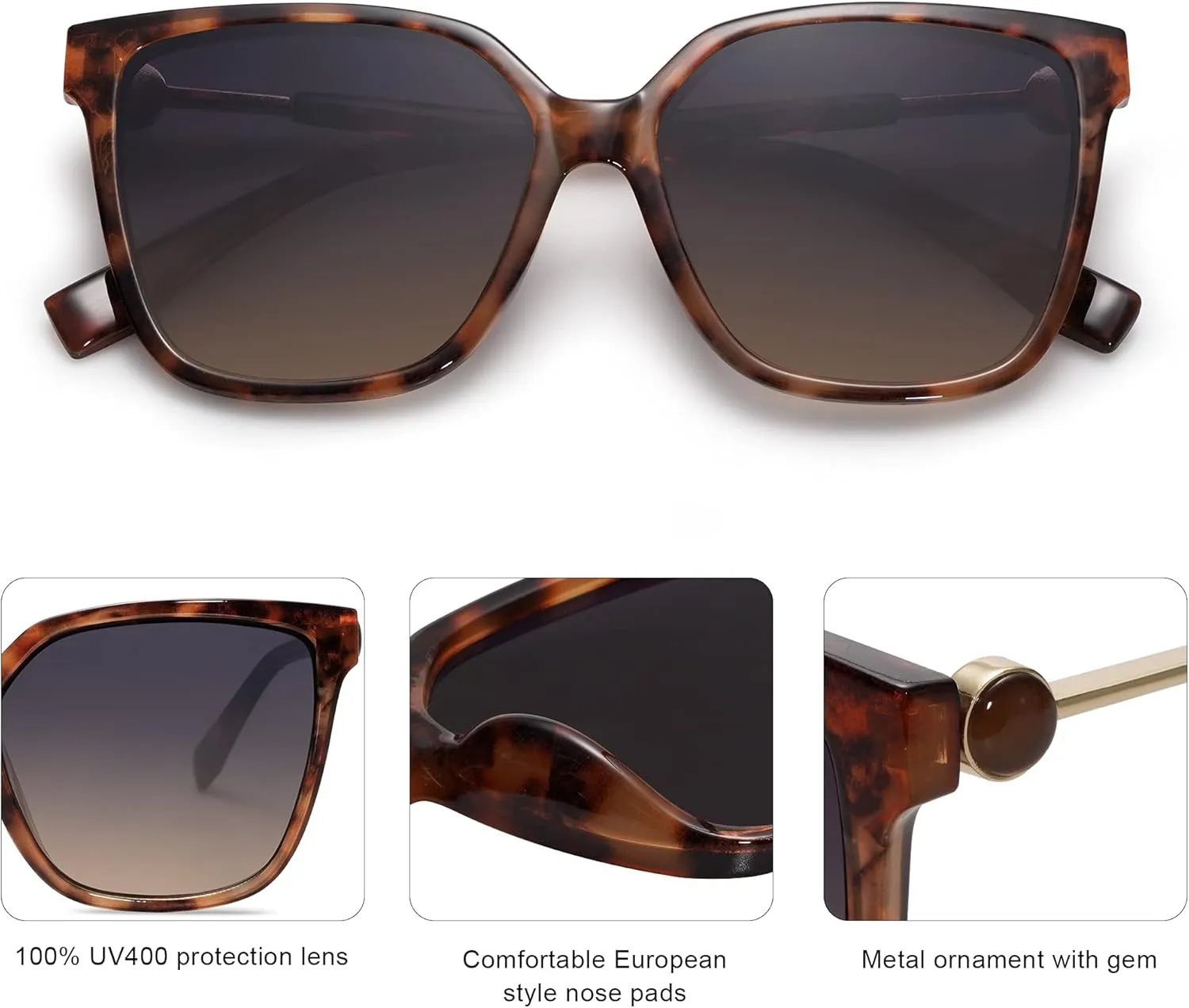 SOJOS Fashion Square Sunglasses for Women Trendy UV Protection Lens Womens Sunnies Sunglasses SJ2196