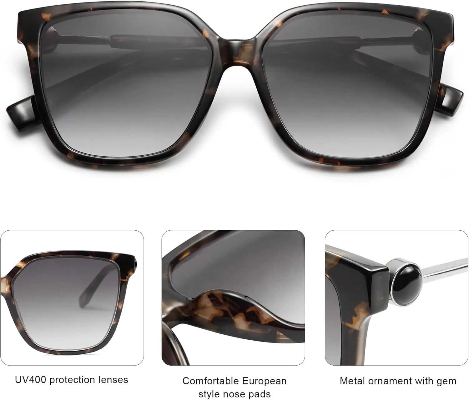 SOJOS Fashion Square Sunglasses for Women Trendy UV Protection Lens Womens Sunnies Sunglasses SJ2196