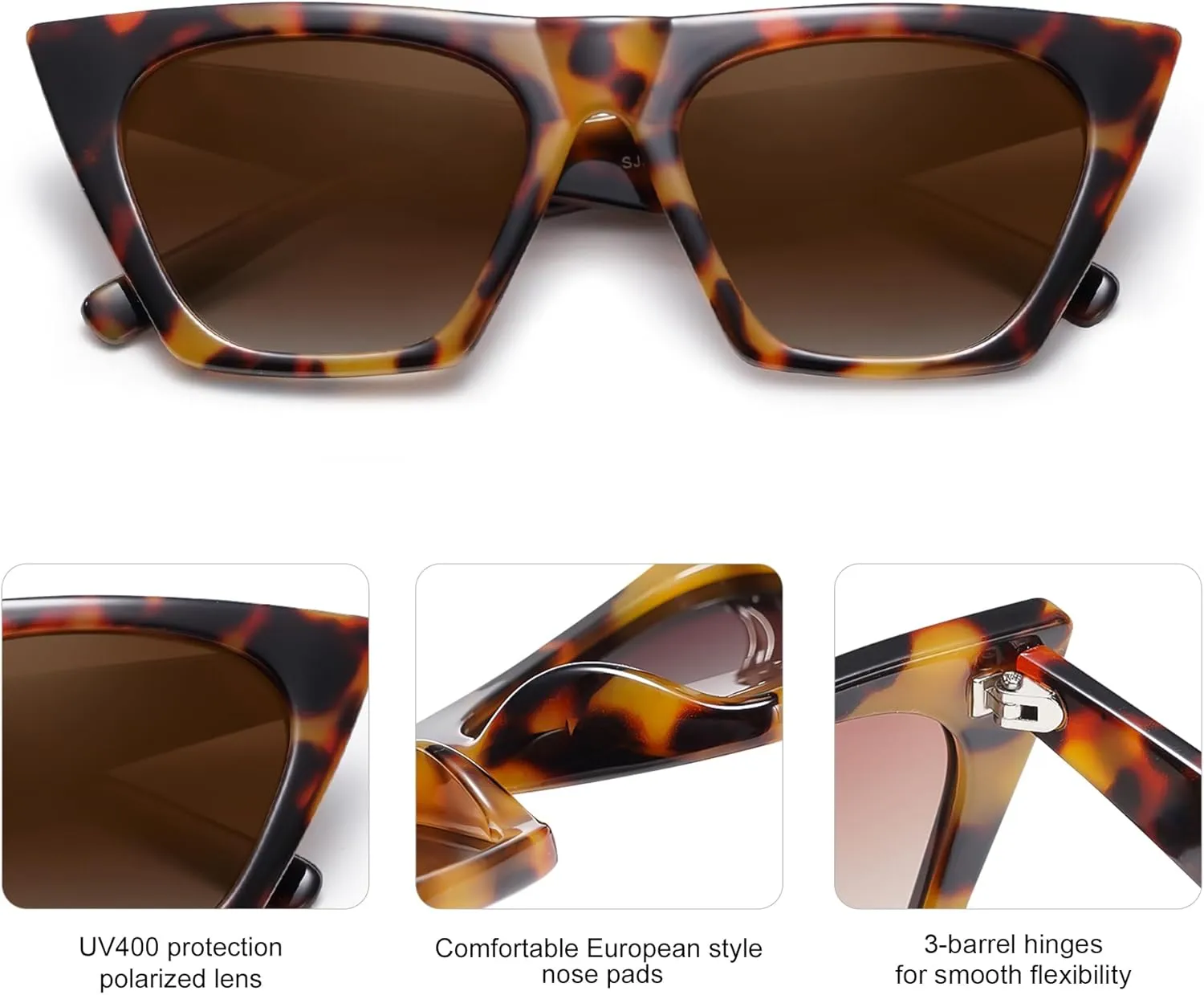 SOJOS Trendy Oversized Square Cateye Polarized Sunglasses Womens Big Frame Shades SJ2115