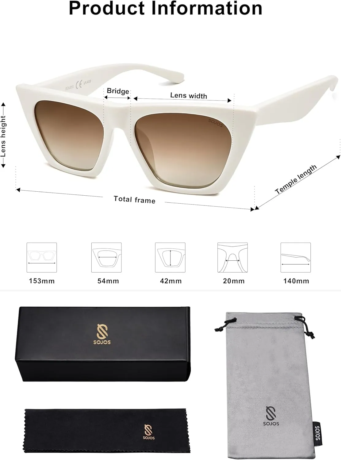 SOJOS Trendy Oversized Square Cateye Polarized Sunglasses Womens Big Frame Shades SJ2115