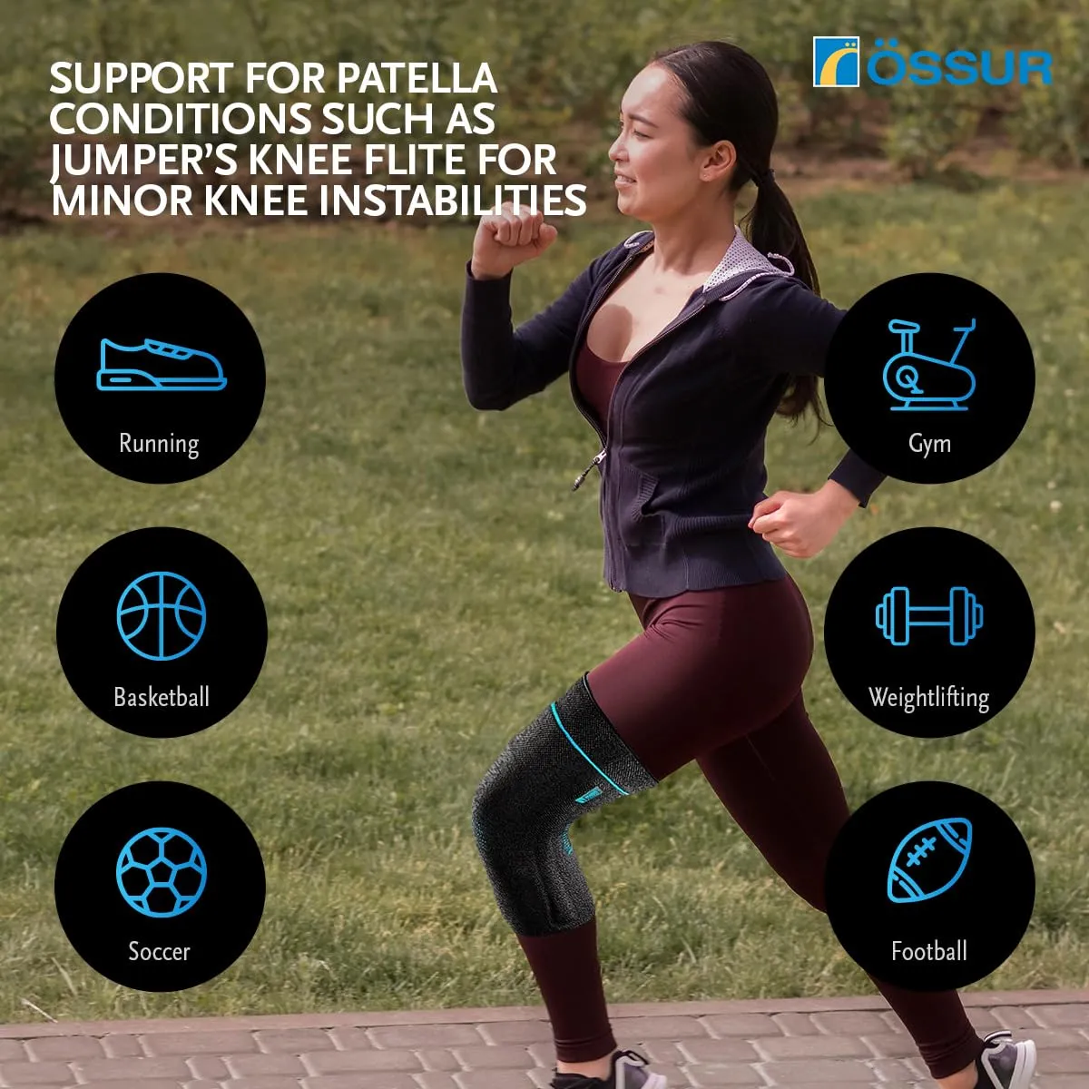 ssur Formfit Pro Knee FLITE Support - Lightweight Compression Brace for Knee Pain Relief, Left/Right Leg - Orthopedic Solution for Active Lifestyle, Arthritis, and Injury Recovery - Medium