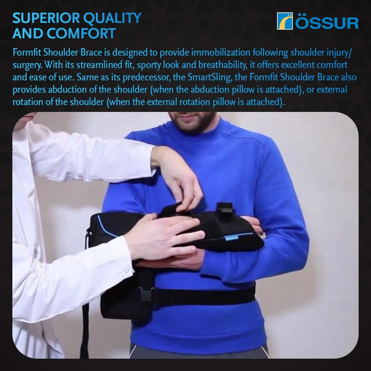 ssur Formfit Shoulder Brace with Abduction - Adjustable Support for Injury Recovery, Rotator Cuff, Labrum Tear, & Pain Relief - Orthopedic Solution for Men & Women - Shoulder Stabilizer (Large)