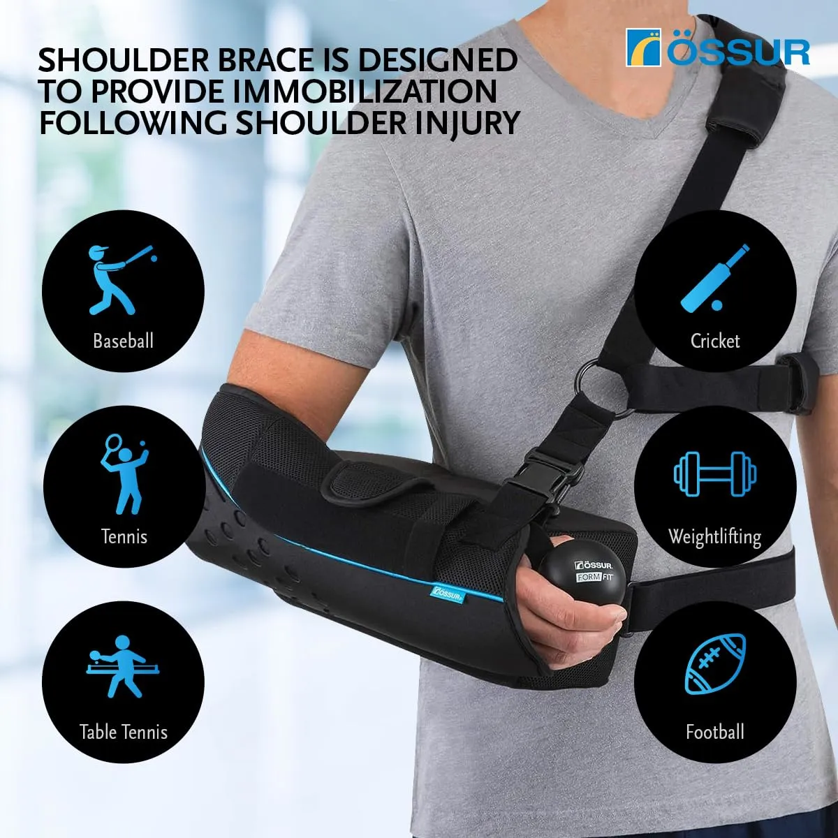 ssur Formfit Shoulder Brace with Abduction - Adjustable Support for Injury Recovery, Rotator Cuff, Labrum Tear, & Pain Relief - Orthopedic Solution for Men & Women - Shoulder Stabilizer (Large)