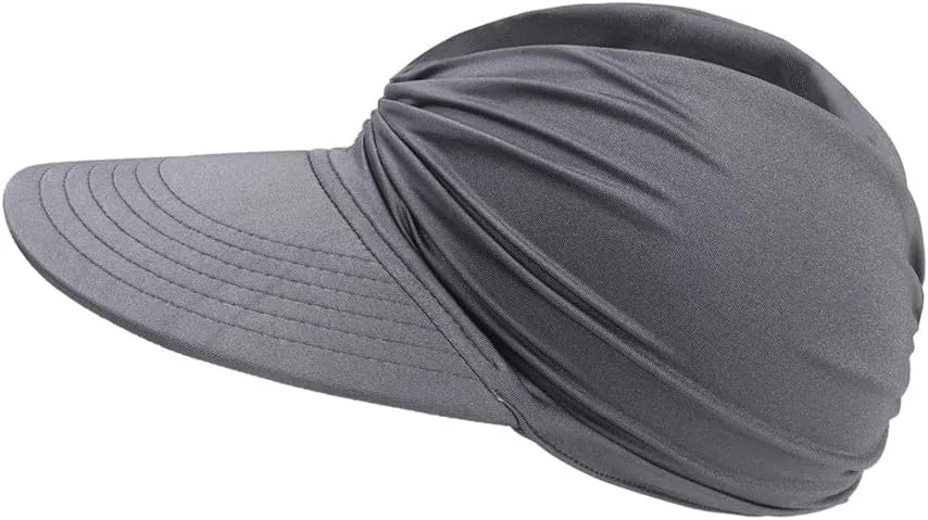 Sun Hat Women Beach Visor Cap UV Protection with Wide Brim Packable Summer Sport Ponytail Sun Cap
