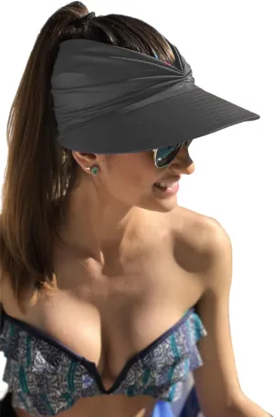 Sun Hat Women Beach Visor Cap UV Protection with Wide Brim Packable Summer Sport Ponytail Sun Cap