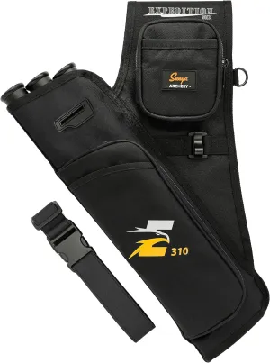 SUNYA Archery Hip Quiver for Arrows. Includes 3 Tubes Arrow Holder, Accessories Pockets and Waist Belt. Fit for Compound and Recurve Bow Practice.