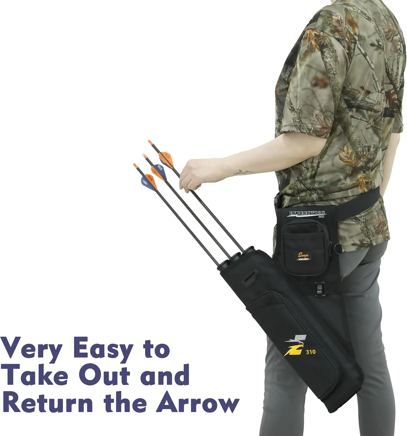 SUNYA Archery Hip Quiver for Arrows. Includes 3 Tubes Arrow Holder, Accessories Pockets and Waist Belt. Fit for Compound and Recurve Bow Practice.