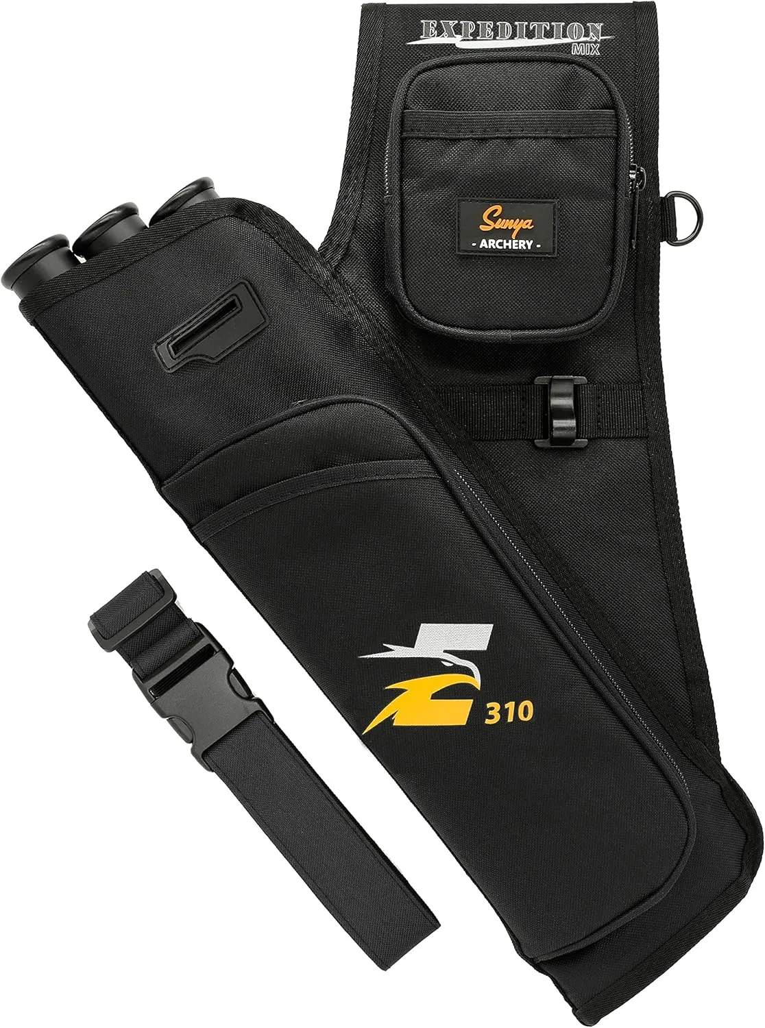 SUNYA Archery Hip Quiver for Arrows. Includes 3 Tubes Arrow Holder, Accessories Pockets and Waist Belt. Fit for Compound and Recurve Bow Practice.