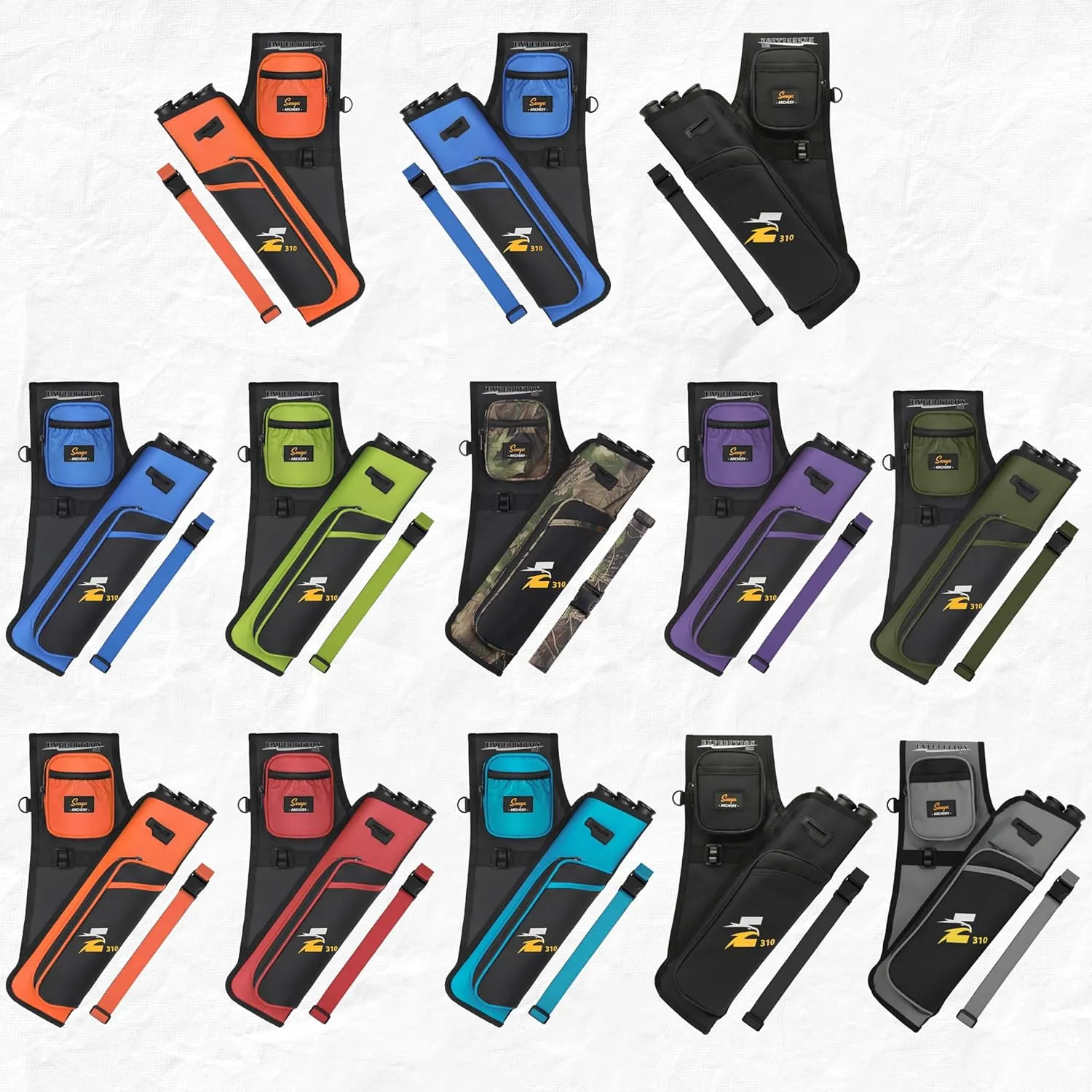 SUNYA Archery Hip Quiver for Arrows. Includes 3 Tubes Arrow Holder, Accessories Pockets and Waist Belt. Fit for Compound and Recurve Bow Practice.