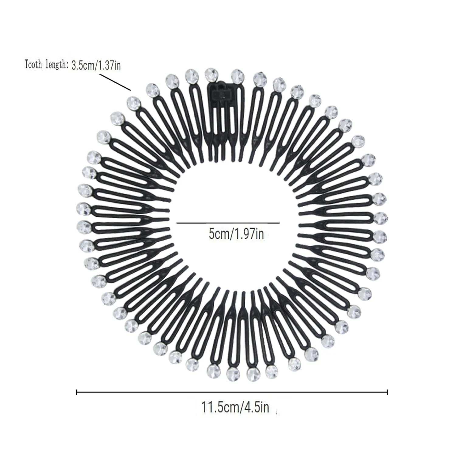 Suoirblss Hairband, 10PCS Stretch Flexible Hair Combs, Tooth Headband Hoop Stretchy Circle Comb Design, Green Plastic, Women's, One Size Fits Most