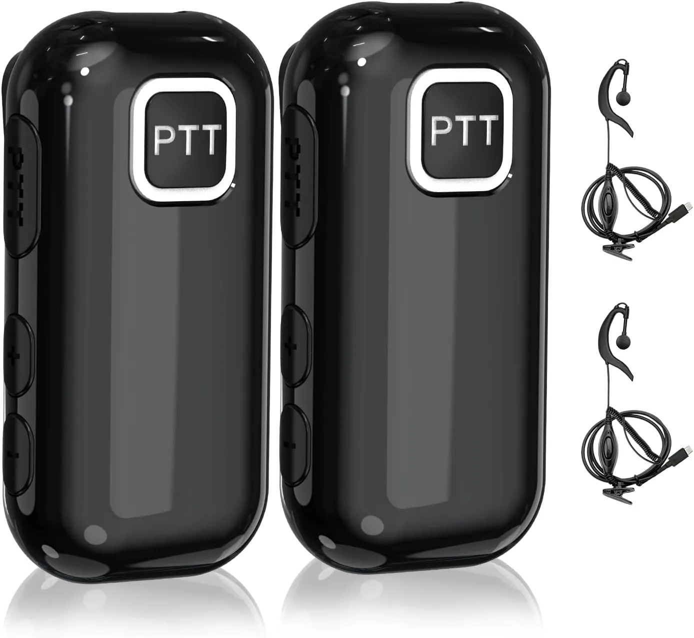Super Mini Small Walkie Talkies Portable PTT Push-to-Talk Two Way Radios for Outdoor,Baseball,Restaurant, Security, Golf, Yacht,Supermarket (2 Pack and Earpiece with Mic) Black
