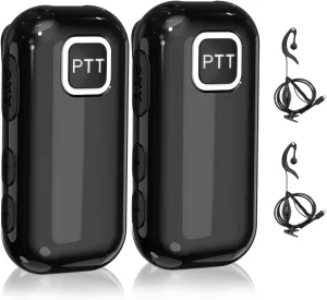 Super Mini Small Walkie Talkies Portable PTT Push-to-Talk Two Way Radios for Outdoor,Baseball,Restaurant, Security, Golf, Yacht,Supermarket (2 Pack and Earpiece with Mic) Black