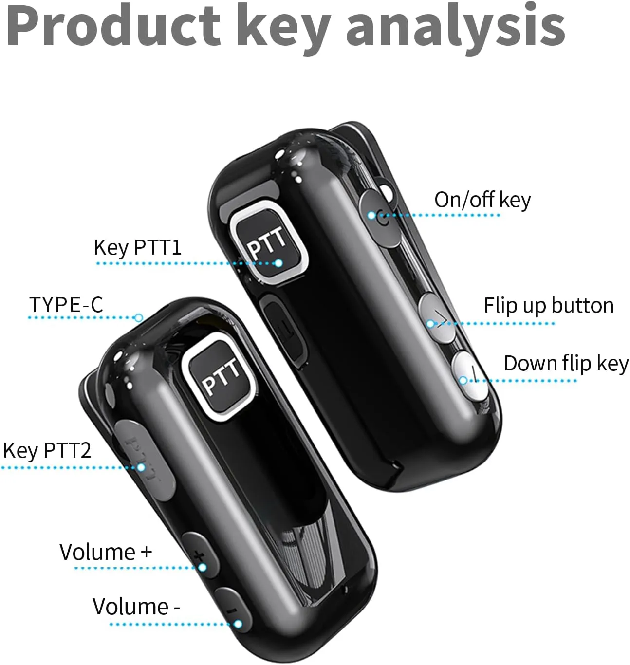 Super Mini Small Walkie Talkies Portable PTT Push-to-Talk Two Way Radios for Outdoor,Baseball,Restaurant, Security, Golf, Yacht,Supermarket (2 Pack and Earpiece with Mic) Black