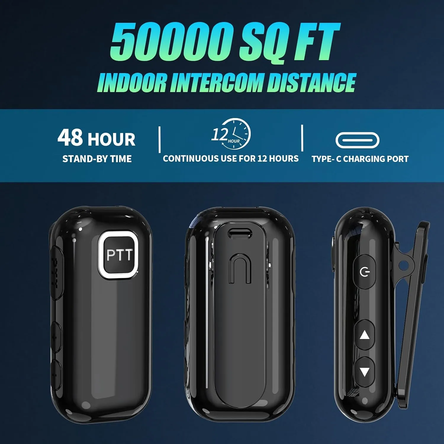 Super Mini Small Walkie Talkies Portable PTT Push-to-Talk Two Way Radios for Outdoor,Baseball,Restaurant, Security, Golf, Yacht,Supermarket (2 Pack and Earpiece with Mic) Black