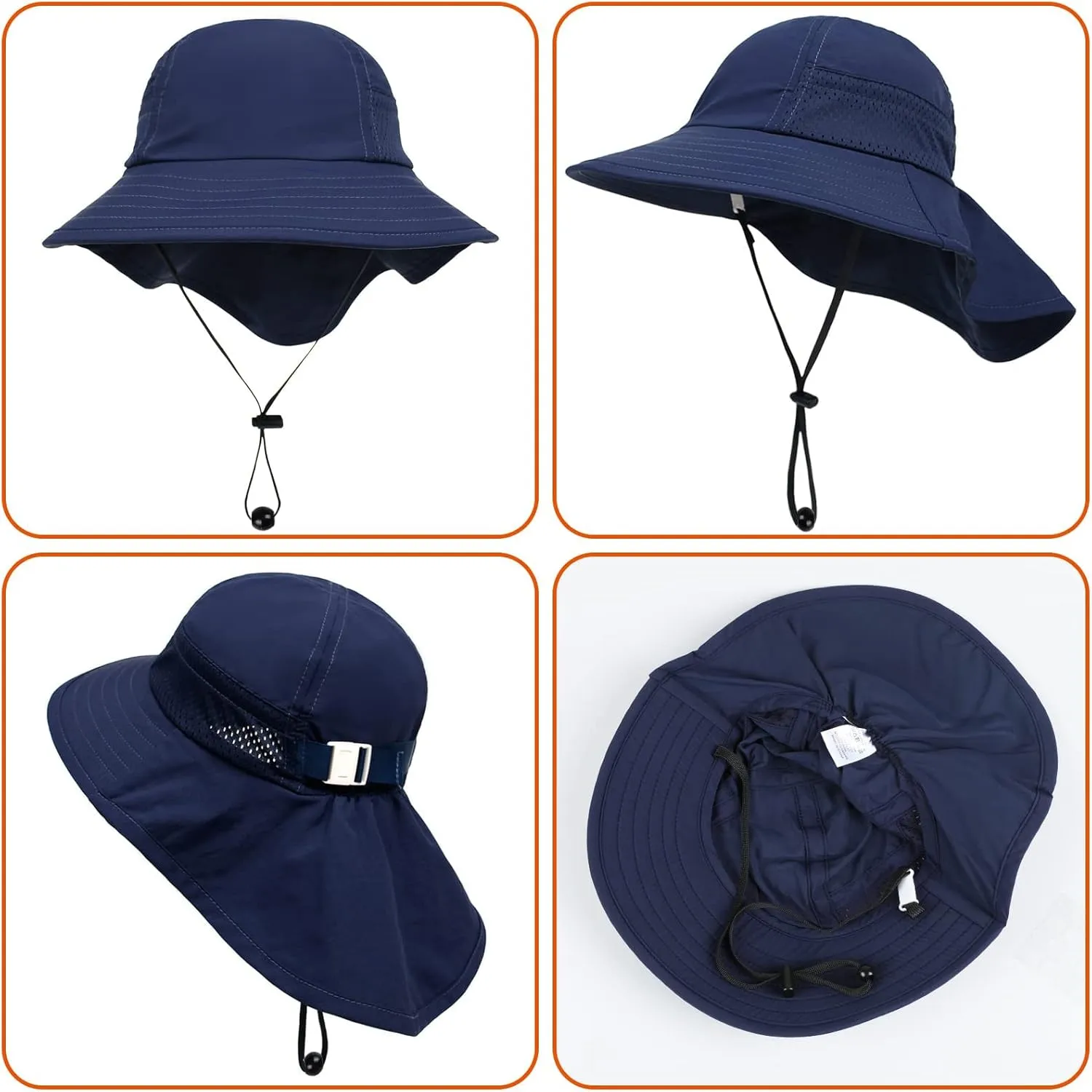 Toddler Baby Sun Hat Kids Summer UPF 50  for Boys Girls Adjustable Beach Hats with Bucket Wide Brim Age 1-7 Years